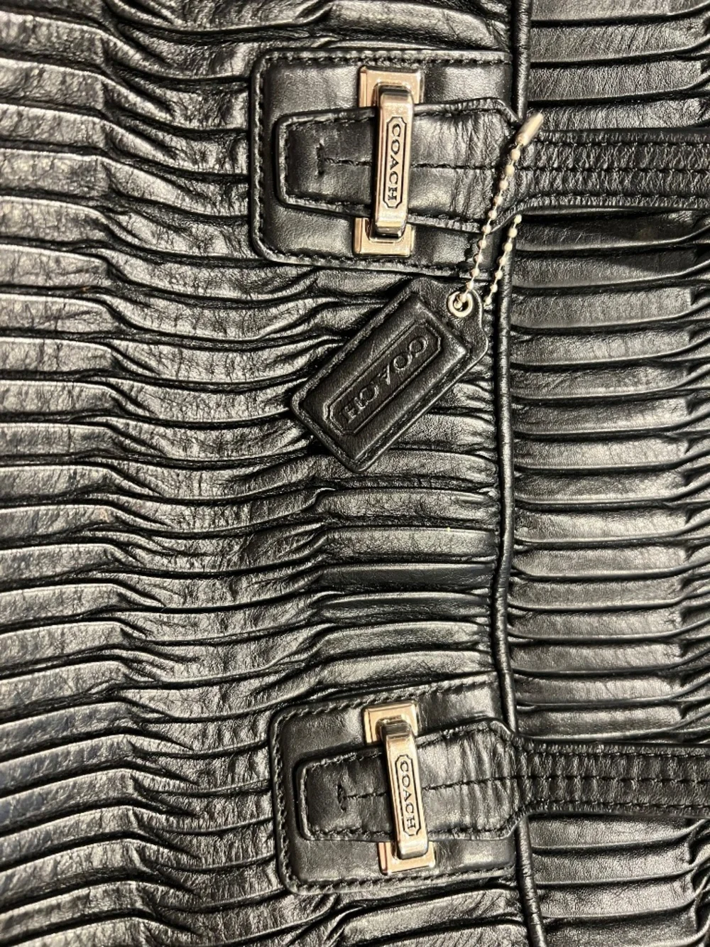 Coach Taylor Pleated Gathered Alexis Leather Satchel Carryall Tote in Black - Picture 11 of 15